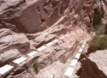 Hole-in-the-Rock crevice -- looking down the initial descent path, Lamont Crabtree Photo  